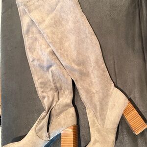 Elegant Beige Over the Knee Boots